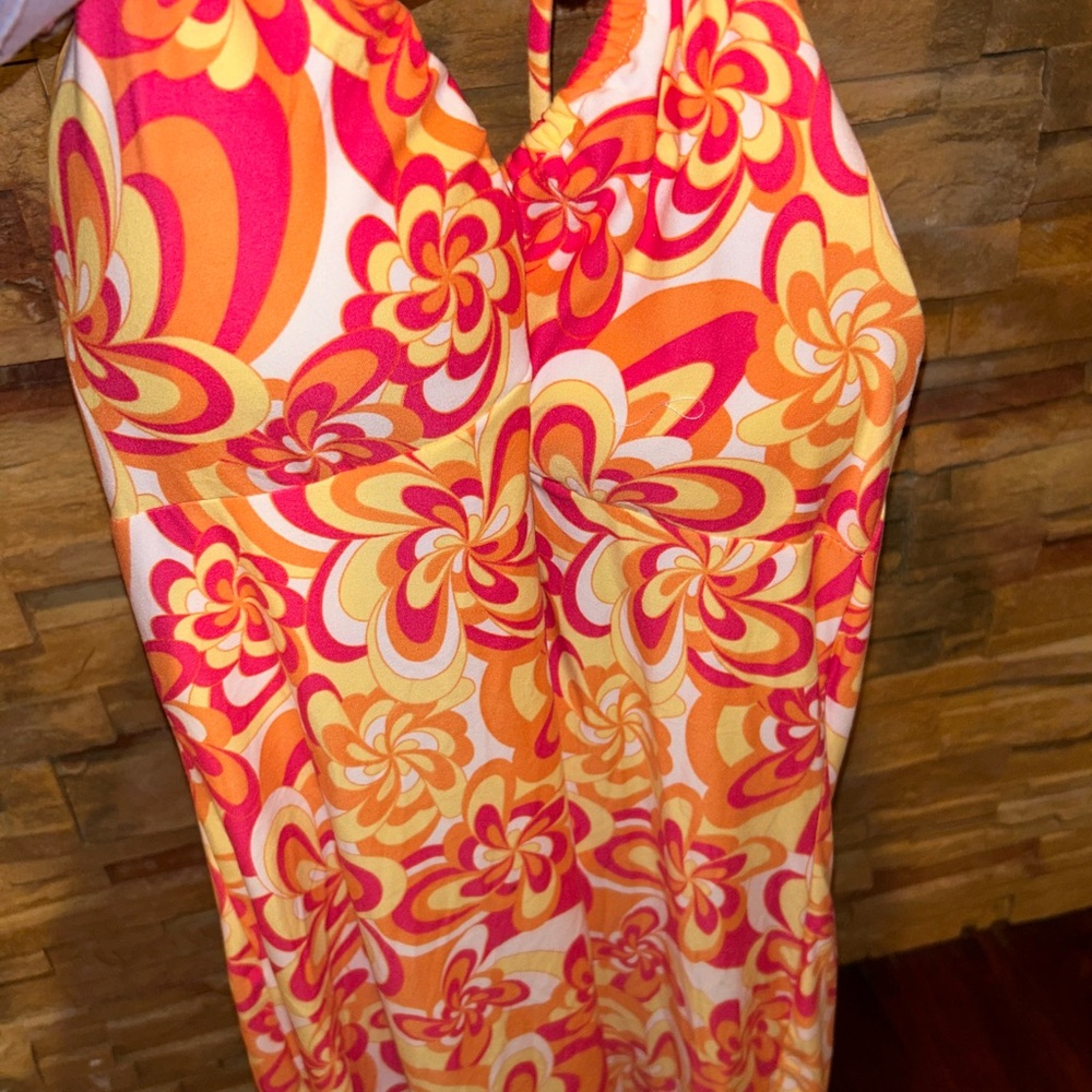 Pink & Orange floral soft mini dress